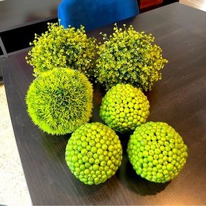 Artificial Green Plant Decorative Balls.  Set of six.